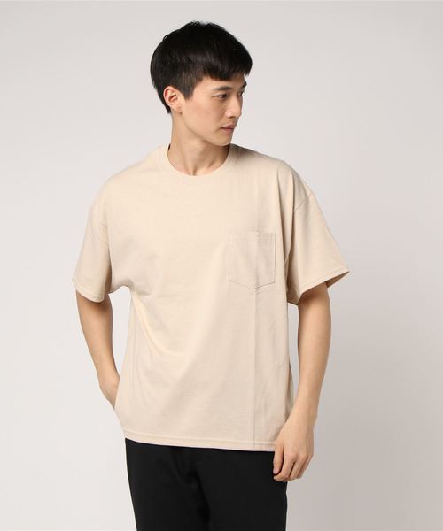 GILDAN（ギルダン）の「WEGO/GILDANビッグシルエットポケットTシャツ（Tシャツ/カットソー・メンズ・オレンジ/ブラック/パープル/ライム/レッド/オートミール/ホワイト/ベージュ・XX-LARGE/X-LARGE）」の4枚目の写真