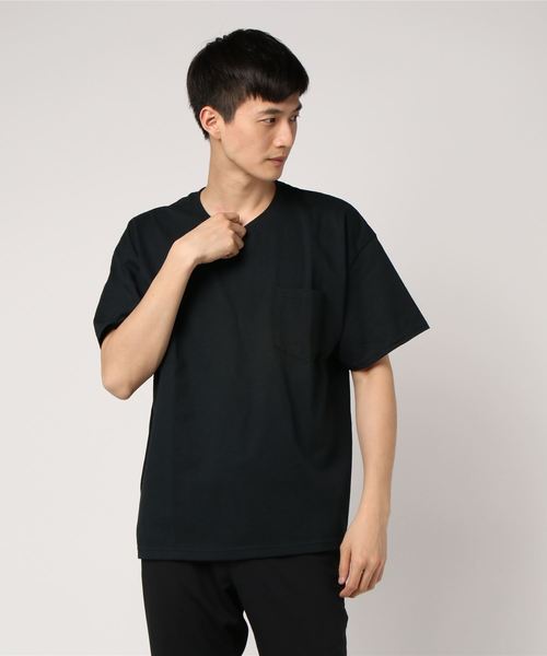 GILDAN（ギルダン）の「WEGO/GILDANビッグシルエットポケットTシャツ（Tシャツ/カットソー・メンズ・オレンジ/ブラック/パープル/ライム/レッド/オートミール/ホワイト/ベージュ・XX-LARGE/X-LARGE）」の3枚目の写真
