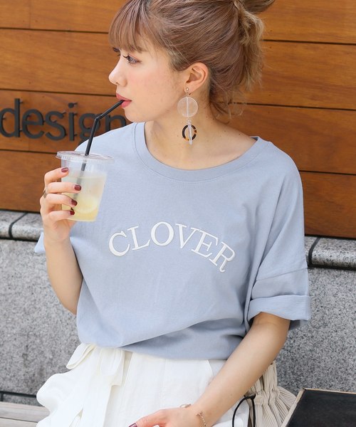 reca（レカ）の「ゆったり楽ちん◇ビッグシルエット 刺繍ロゴTシャツ　-CLOVER-（Tシャツ/カットソー・レディース・ホワイト/グレー/ブルー系その他/スモークピンク・FREE）」の9枚目の写真