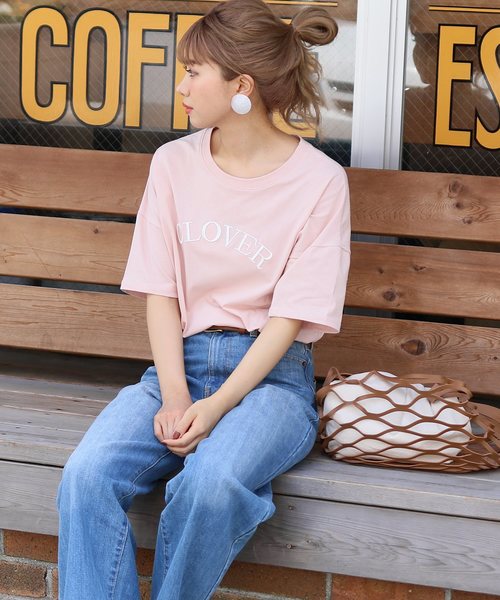 reca（レカ）の「ゆったり楽ちん◇ビッグシルエット 刺繍ロゴTシャツ　-CLOVER-（Tシャツ/カットソー・レディース・ホワイト/グレー/ブルー系その他/スモークピンク・FREE）」の14枚目の写真