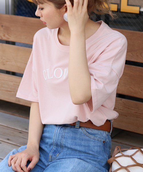 reca（レカ）の「ゆったり楽ちん◇ビッグシルエット 刺繍ロゴTシャツ　-CLOVER-（Tシャツ/カットソー・レディース・ホワイト/グレー/ブルー系その他/スモークピンク・FREE）」の15枚目の写真