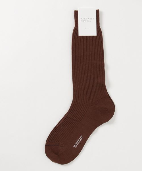 MARGARET HOWELL(マーガレットハウエル)の「FINE MERINO RIB SOCK(ソックス/靴下・メンズ・ライトブラウン/ダークブルー/チャコール/ダークオレンジ・FREE)」の2枚目の写真