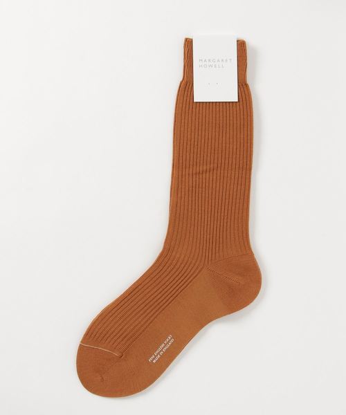 MARGARET HOWELL(マーガレットハウエル)の「FINE MERINO RIB SOCK(ソックス/靴下・メンズ・ライトブラウン/ダークブルー/チャコール/ダークオレンジ・FREE)」の4枚目の写真