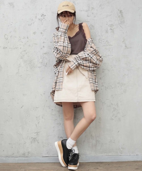 one after another NICE CLAUP(ワンアフターアナザーナイスクラップ)の「ビッグチェックシャツ(シャツ/ブラウス・レディース・グレー系その他/ブラウン系その他/ベージュ系その他・FREE)」の6枚目の写真