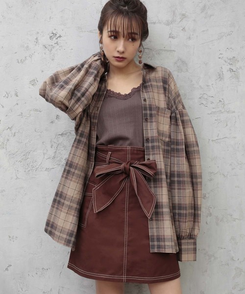 one after another NICE CLAUP(ワンアフターアナザーナイスクラップ)の「ビッグチェックシャツ(シャツ/ブラウス・レディース・グレー系その他/ブラウン系その他/ベージュ系その他・FREE)」の8枚目の写真