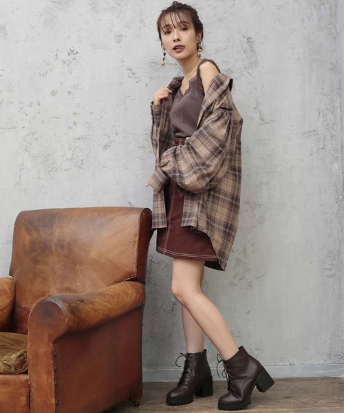 one after another NICE CLAUP(ワンアフターアナザーナイスクラップ)の「ビッグチェックシャツ(シャツ/ブラウス・レディース・グレー系その他/ブラウン系その他/ベージュ系その他・FREE)」の10枚目の写真