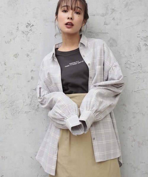 one after another NICE CLAUP(ワンアフターアナザーナイスクラップ)の「ビッグチェックシャツ(シャツ/ブラウス・レディース・グレー系その他/ブラウン系その他/ベージュ系その他・FREE)」の12枚目の写真
