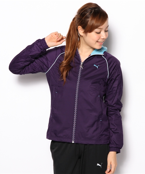 PUMA(プーマ)の「裏トリコット フード付ウーブンジャケット (WOMEN)(パーカー・レディース・ブラック×レッド/ブラック×パープル/ブラック×ブルー/ネイビー系・LARGE/MEDIUM/O/SMALL)」の3枚目の写真