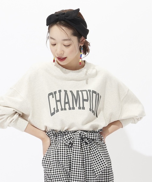 Champion（チャンピオン）の「【Champion】ルーズプリントプルオーバー（スウェット・レディース・パープル/ワイン/キナリ・MEDIUM）」の2枚目の写真