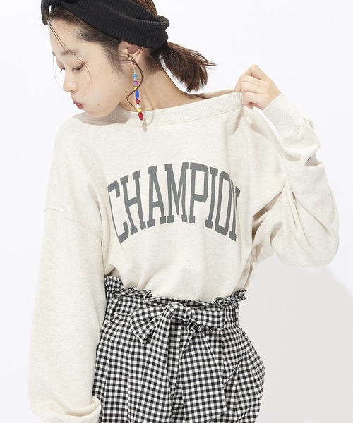 Champion（チャンピオン）の「【Champion】ルーズプリントプルオーバー（スウェット・レディース・パープル/ワイン/キナリ・MEDIUM）」の6枚目の写真