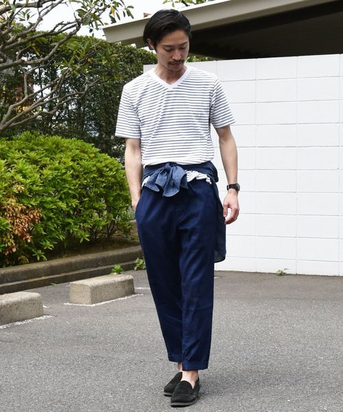 Champion(チャンピオン)の「Champion×SHIPS: 別注 ウォッシュドコットン ボーダー Vネック Tシャツ(Tシャツ/カットソー・メンズ・ホワイト/ブラック/ネイビー・SMALL/MEDIUM/LARGE)」の9枚目の写真