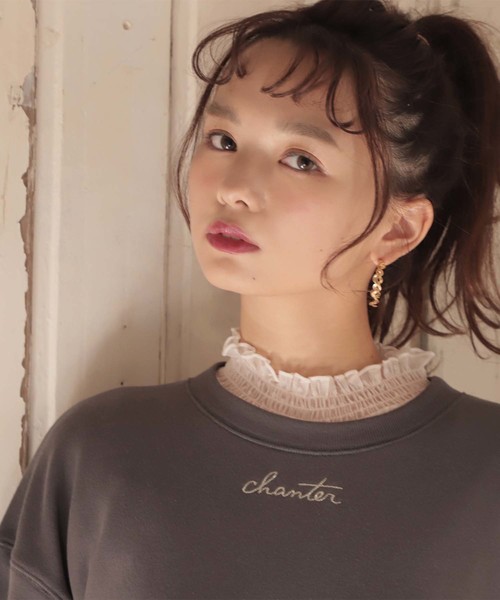 one after another NICE CLAUP（ワンアフターアナザーナイスクラップ）の「ドットチュールシアートップス（Tシャツ/カットソー・レディース・オフホワイト/ライトベージュ/グリーン系その他・FREE）」の5枚目の写真