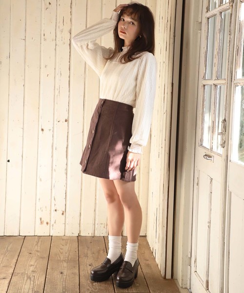 one after another NICE CLAUP（ワンアフターアナザーナイスクラップ）の「ドットチュールシアートップス（Tシャツ/カットソー・レディース・オフホワイト/ライトベージュ/グリーン系その他・FREE）」の9枚目の写真