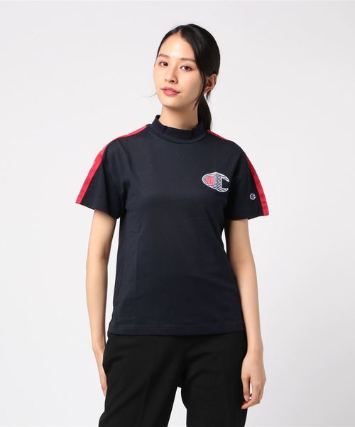 Champion Golf（チャンピオンゴルフ）の「【Champion/チャンピオン】レディース GOLF モックネックショートスリーブ（Tシャツ/カットソー・レディース・ネイビー/ライトブルー/ブラック/グリーン・MEDIUM/LARGE）」の4枚目の写真