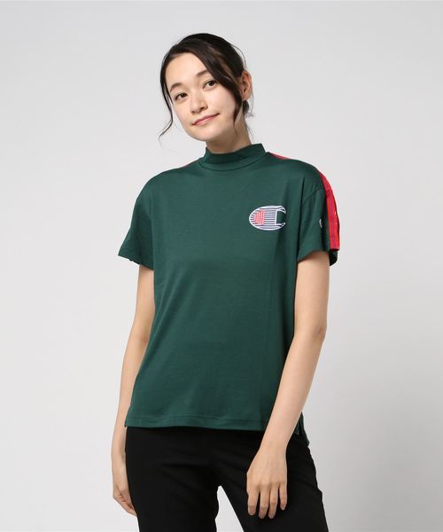 Champion Golf（チャンピオンゴルフ）の「【Champion/チャンピオン】レディース GOLF モックネックショートスリーブ（Tシャツ/カットソー・レディース・ネイビー/ライトブルー/ブラック/グリーン・MEDIUM/LARGE）」の2枚目の写真