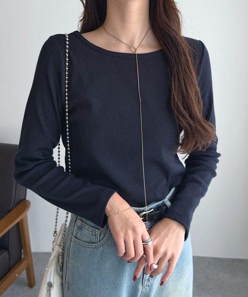 S M L XL ] 選べるタイプの細リブ長袖Tシャツ（Tシャツ/カットソー