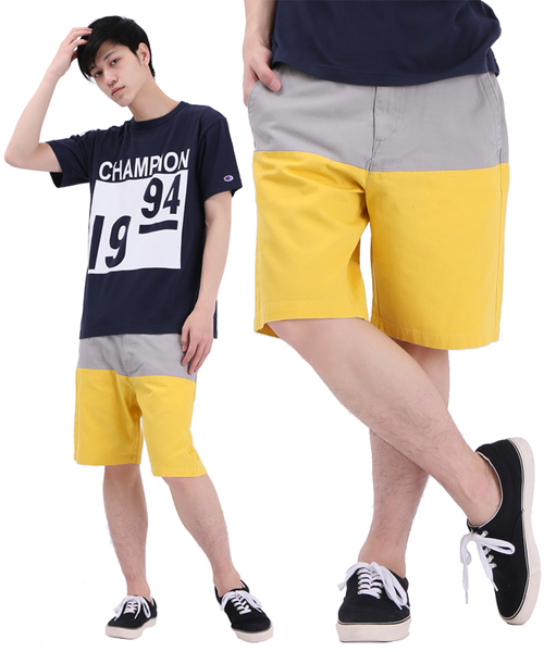 WEGO（ウィゴー）の「WEGO/バイカラーショーツ（チノパンツ・メンズ・ホワイト/ブルー/イエロー/グリーン/ワイン/ブラック/ターコイズブルー/グレー・MEDIUM/LARGE）」の7枚目の写真