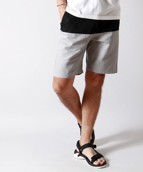 WEGO（ウィゴー）の「WEGO/バイカラーショーツ（チノパンツ・メンズ・ホワイト/ブルー/イエロー/グリーン/ワイン/ブラック/ターコイズブルー/グレー・MEDIUM/LARGE）」の3枚目の写真