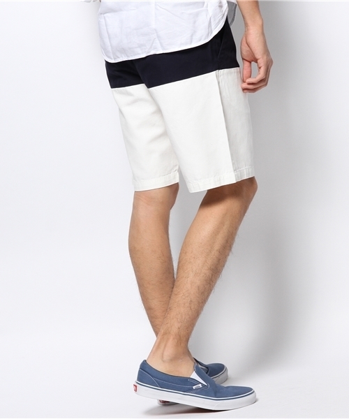 WEGO（ウィゴー）の「WEGO/バイカラーショーツ（チノパンツ・メンズ・ホワイト/ブルー/イエロー/グリーン/ワイン/ブラック/ターコイズブルー/グレー・MEDIUM/LARGE）」の16枚目の写真