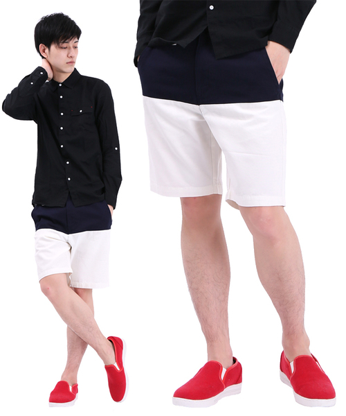 WEGO（ウィゴー）の「WEGO/バイカラーショーツ（チノパンツ・メンズ・ホワイト/ブルー/イエロー/グリーン/ワイン/ブラック/ターコイズブルー/グレー・MEDIUM/LARGE）」の20枚目の写真