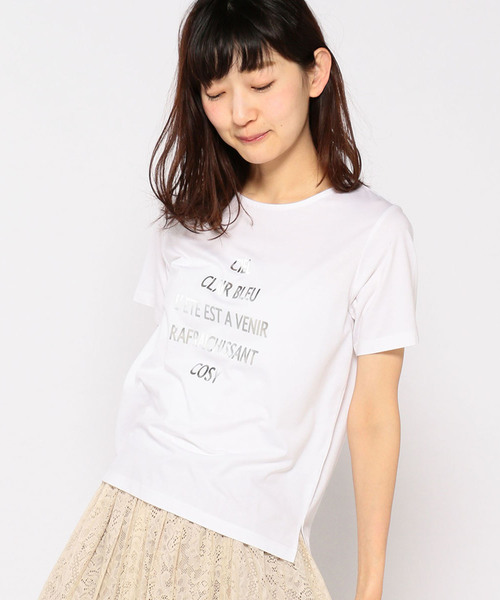 Petit Honfleur(プチオンフルール)の「◇カタログ掲載◇ロゴプリントTシャツ(Tシャツ/カットソー・レディース・ホワイト/チャコールグレー/ネイビー/マスタード・L size/M size)」の2枚目の写真