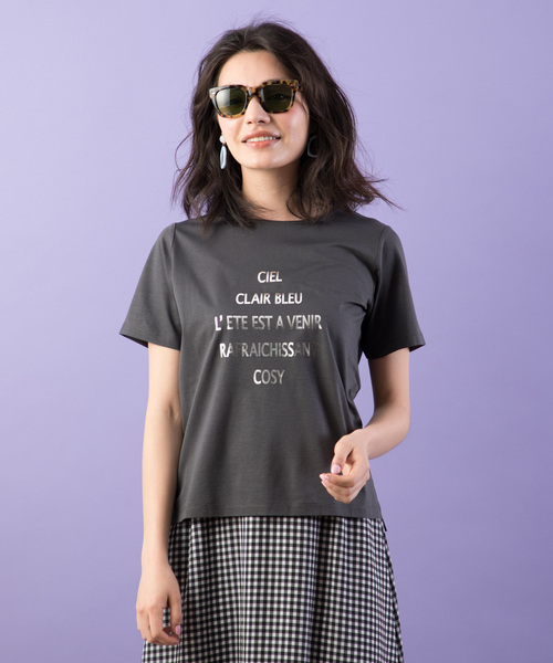 Petit Honfleur(プチオンフルール)の「◇カタログ掲載◇ロゴプリントTシャツ(Tシャツ/カットソー・レディース・ホワイト/チャコールグレー/ネイビー/マスタード・L size/M size)」の3枚目の写真