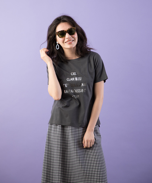 Petit Honfleur(プチオンフルール)の「◇カタログ掲載◇ロゴプリントTシャツ(Tシャツ/カットソー・レディース・ホワイト/チャコールグレー/ネイビー/マスタード・L size/M size)」の7枚目の写真