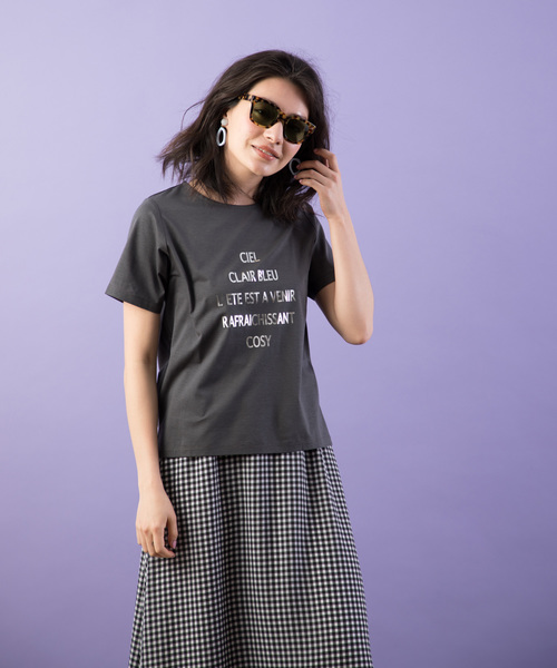 Petit Honfleur(プチオンフルール)の「◇カタログ掲載◇ロゴプリントTシャツ(Tシャツ/カットソー・レディース・ホワイト/チャコールグレー/ネイビー/マスタード・L size/M size)」の8枚目の写真