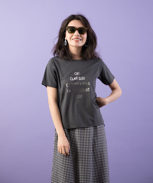 Petit Honfleur(プチオンフルール)の「◇カタログ掲載◇ロゴプリントTシャツ(Tシャツ/カットソー・レディース・ホワイト/チャコールグレー/ネイビー/マスタード・L size/M size)」の9枚目の写真