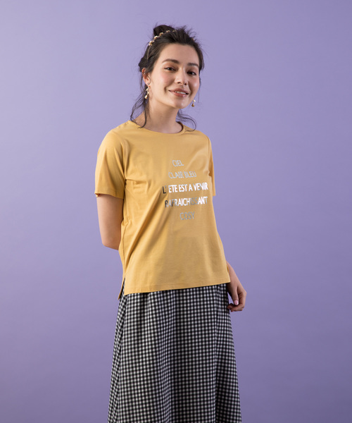 Petit Honfleur(プチオンフルール)の「◇カタログ掲載◇ロゴプリントTシャツ(Tシャツ/カットソー・レディース・ホワイト/チャコールグレー/ネイビー/マスタード・L size/M size)」の11枚目の写真