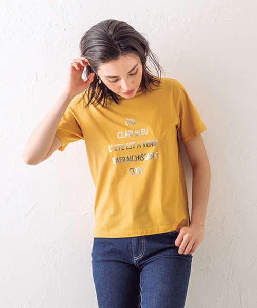 Petit Honfleur(プチオンフルール)の「◇カタログ掲載◇ロゴプリントTシャツ(Tシャツ/カットソー・レディース・ホワイト/チャコールグレー/ネイビー/マスタード・L size/M size)」の13枚目の写真