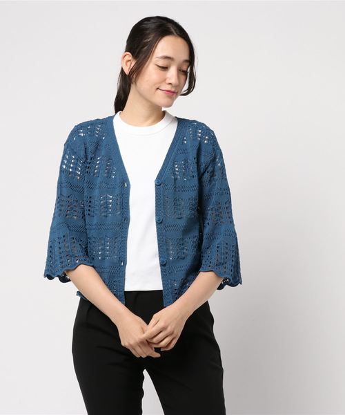 La TOTALITE（ラトータリテ）の「MARILYN MOON レース編みカーディガン◆（カーディガン/ボレロ・レディース・ブルー系その他/アイボリー・FREE）」の6枚目の写真