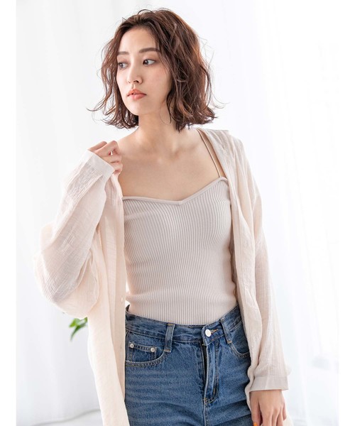 fifth(フィフス)の「リブニットストリングキャミソール(キャミソール・レディース・グレー/アイボリー/モカ・MEDIUM)」の15枚目の写真