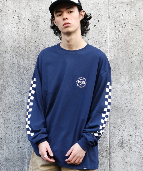 VANS(バンズ)の「VANS/ヴァンズ Checker L/S T-Shirt(Tシャツ/カットソー・メンズ・ホワイト/ブラック/ネイビー・M/L/XL/S)」の3枚目の写真