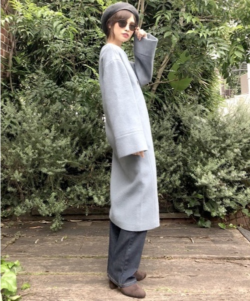DOUX ARCHIVES♡大人綺麗めノーカラーコクーンウールコート セール】DETAILS women/ノーカラーコクーンコート（ノーカラー
