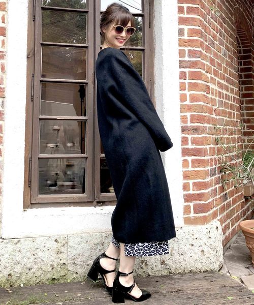 archives（アルシーヴ）の「ノーカラーモッサウールコート（その他アウター・レディース・ブラック/オフホワイト/ブルー・MEDIUM）」の10枚目の写真