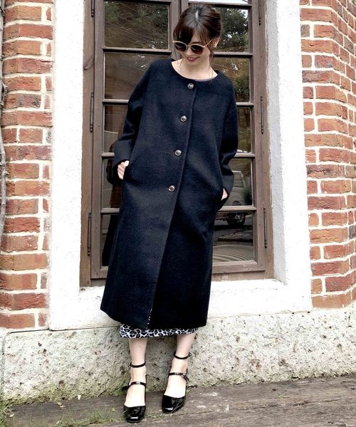 archives（アルシーヴ）の「ノーカラーモッサウールコート（その他アウター・レディース・ブラック/オフホワイト/ブルー・MEDIUM）」の11枚目の写真