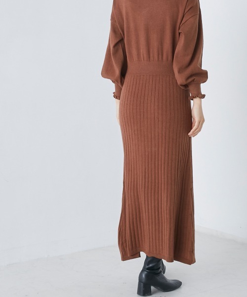 marle（マルレ）の「R/N フリルセットアップ風ニットワンピース（ワンピース・レディース・アイボリー/グレー/チャコールグレー/キャメル/カーキ/ネイビー/ベージュ・FREE）」の21枚目の写真