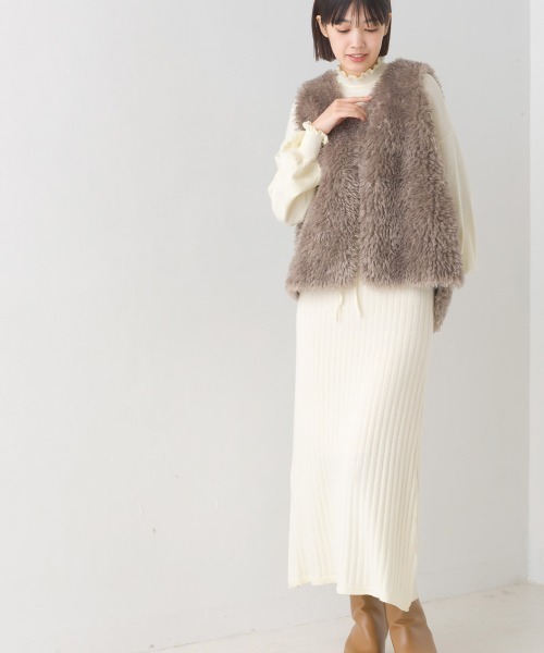 marle（マルレ）の「R/N フリルセットアップ風ニットワンピース（ワンピース・レディース・アイボリー/グレー/チャコールグレー/キャメル/カーキ/ネイビー/ベージュ・FREE）」の16枚目の写真