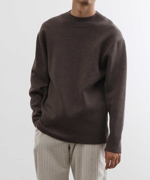 ADAM ET ROPE'(アダムエロペ)の「【フクエー】モックネックニット(ニット/セーター・メンズ・ベージュ/ブラウン・S/M/L)」の1枚目の写真