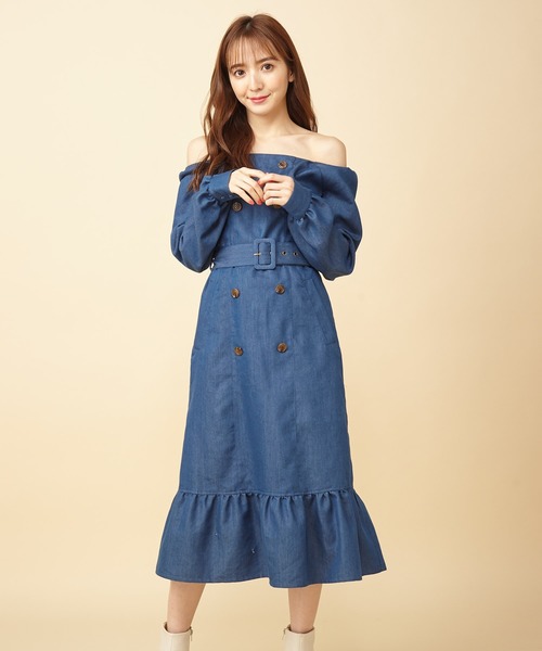 45R レディース 古着 ワンピース デニム インディゴ ネイビー 星