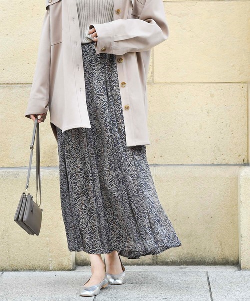 DouDou（ドゥドゥ）の「異素材切替プリントフレアスカート（スカート・レディース・ネイビー/ピンク/イエロー・FREE）」の13枚目の写真