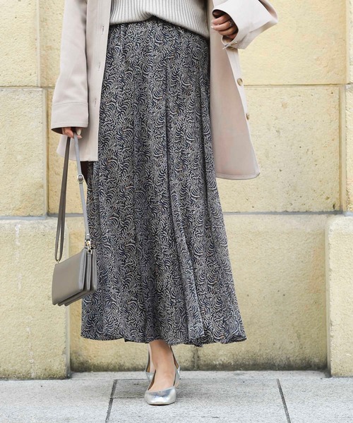 DouDou（ドゥドゥ）の「異素材切替プリントフレアスカート（スカート・レディース・ネイビー/ピンク/イエロー・FREE）」の14枚目の写真