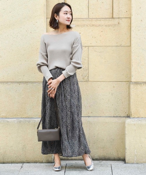 DouDou（ドゥドゥ）の「異素材切替プリントフレアスカート（スカート・レディース・ネイビー/ピンク/イエロー・FREE）」の15枚目の写真