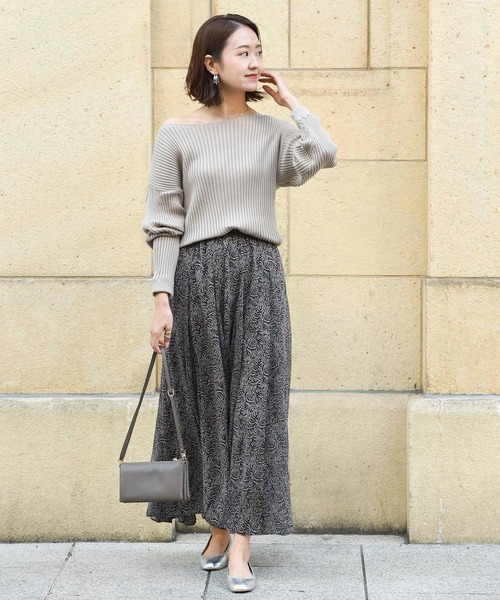 DouDou（ドゥドゥ）の「異素材切替プリントフレアスカート（スカート・レディース・ネイビー/ピンク/イエロー・FREE）」の16枚目の写真