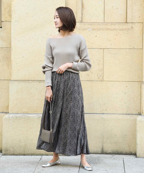 DouDou（ドゥドゥ）の「異素材切替プリントフレアスカート（スカート・レディース・ネイビー/ピンク/イエロー・FREE）」の17枚目の写真