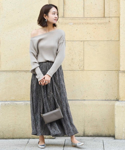 DouDou（ドゥドゥ）の「異素材切替プリントフレアスカート（スカート・レディース・ネイビー/ピンク/イエロー・FREE）」の18枚目の写真