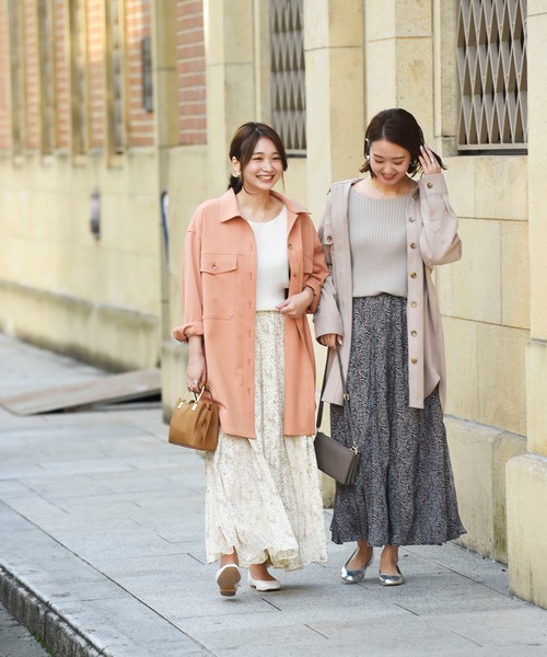 DouDou（ドゥドゥ）の「異素材切替プリントフレアスカート（スカート・レディース・ネイビー/ピンク/イエロー・FREE）」の19枚目の写真