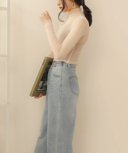 Bab（バブ）の「【WEB限定】メッシュメロウシースルーインナー（Tシャツ/カットソー・レディース・ブラック/オフホワイト/カーキ/グレー・38）」の10枚目の写真