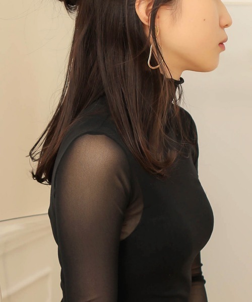 Bab（バブ）の「【WEB限定】メッシュメロウシースルーインナー（Tシャツ/カットソー・レディース・ブラック/オフホワイト/カーキ/グレー・38）」の12枚目の写真